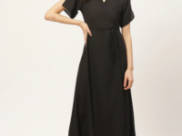 Darzi Women Black Solid Wrap Maxi Dress