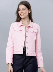 women pink solid jacket 9gmart