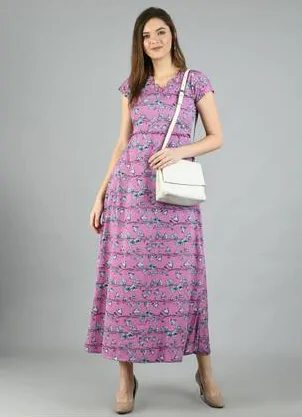Myshka Purple Floral Fit & flare dress