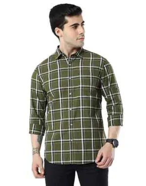 Buy JEFF ERIC Men's Checkered Slim Shirt JEPPCH Grey L at Amazon.in